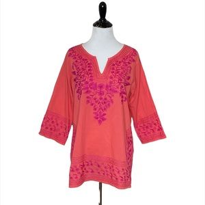 Gretchen Scott Designs Embroidery Cotton Tunic Size Small